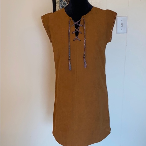 Love, Fire Brown Suede Dress size Medium - Picture 5 of 12